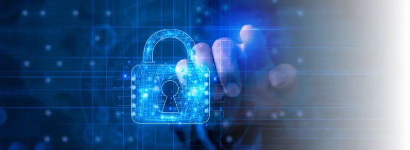 illustration depicting an individual selecting online security